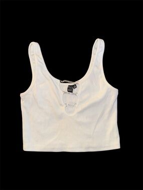 Windsor White Rhinestone Loop Crop Tank Top